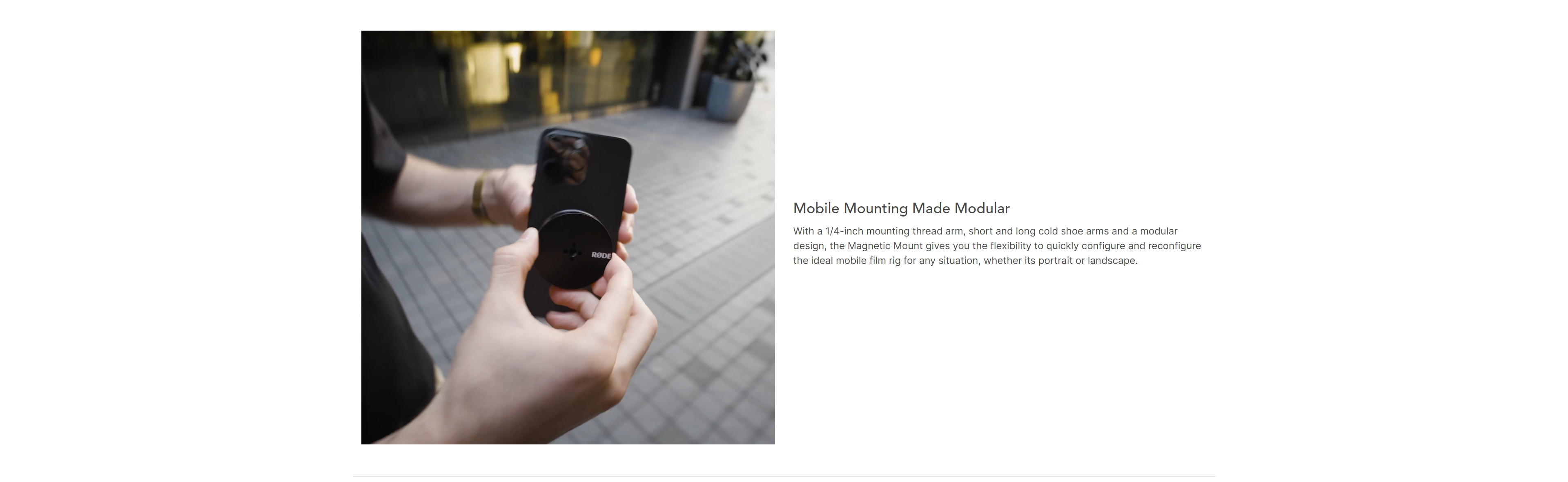 A large marketing image providing additional information about the product Rode Magnetic Smartphone Accessory Mount - Additional alt info not provided